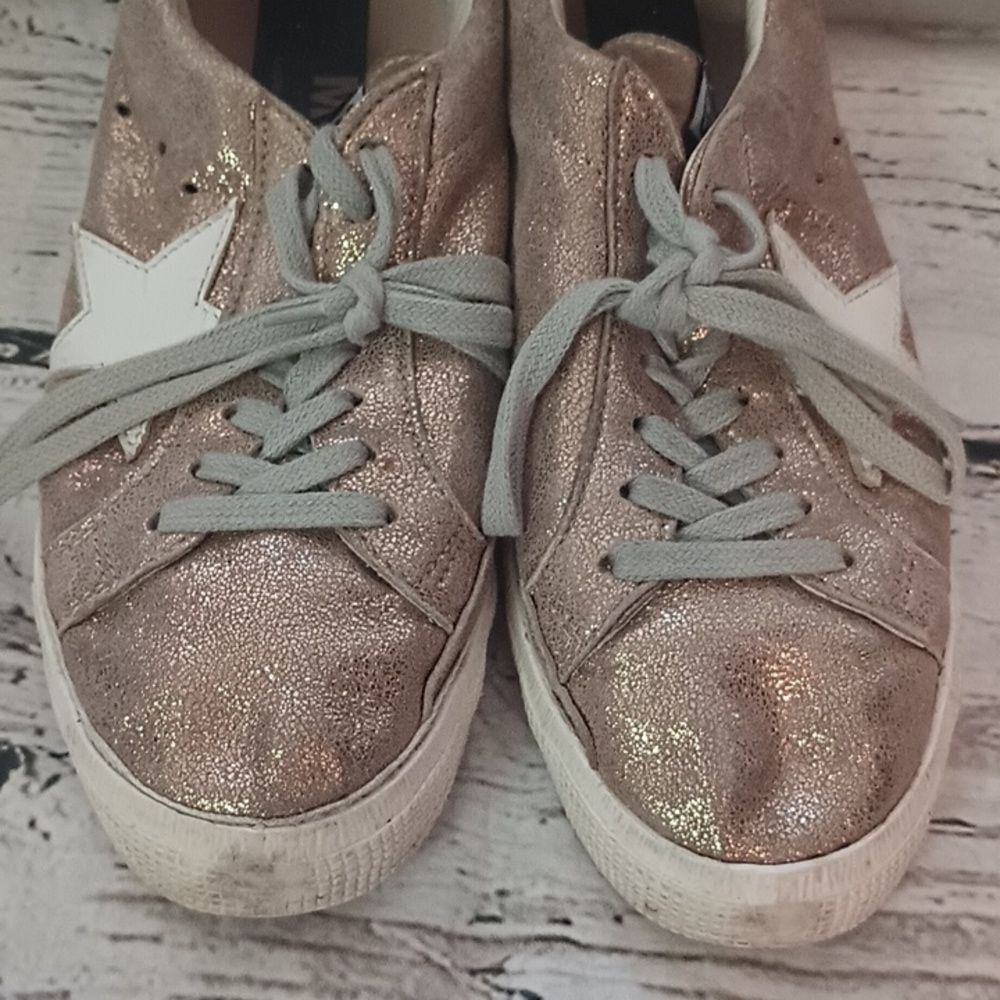 Golden Goose Metallic Gold May GGDB Sneakers Tennis Shoes 37 - Picture 2 of 11